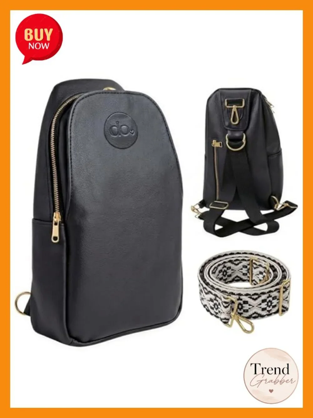 Mini Diaper Bag Backpack Convertible Crossbody Sling Vegan Leather 5 Pockets
